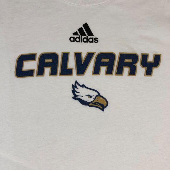 Adidas Shirt Men 2XLarge White Basketball Logo Spell Out Crew Neck‎ Sportswear - Picture 2 of 6